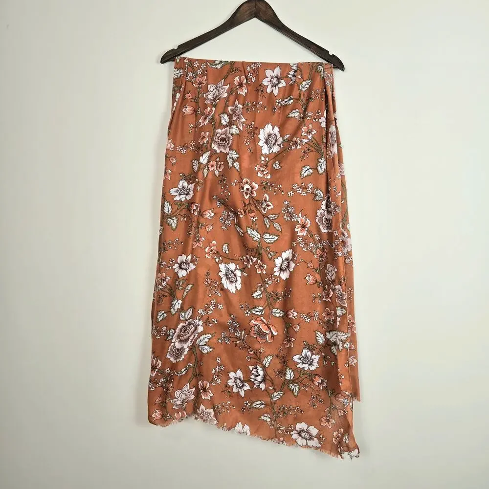 Floral Scarf Wrap Shawl Sarong Tie Top Orange White